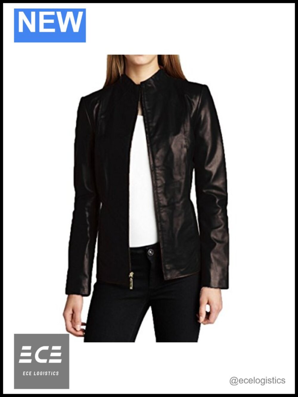 Womens Genuine Lambskin Leather Biker Jacket Moto Zip Moto Coat